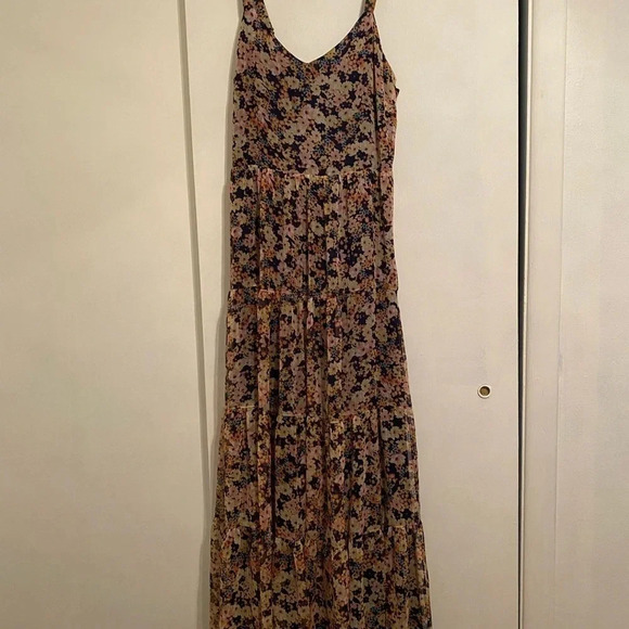 Rachel Zoe Maxi Floral Dress Tiered Smocked Back Adjustable Straps Size 4